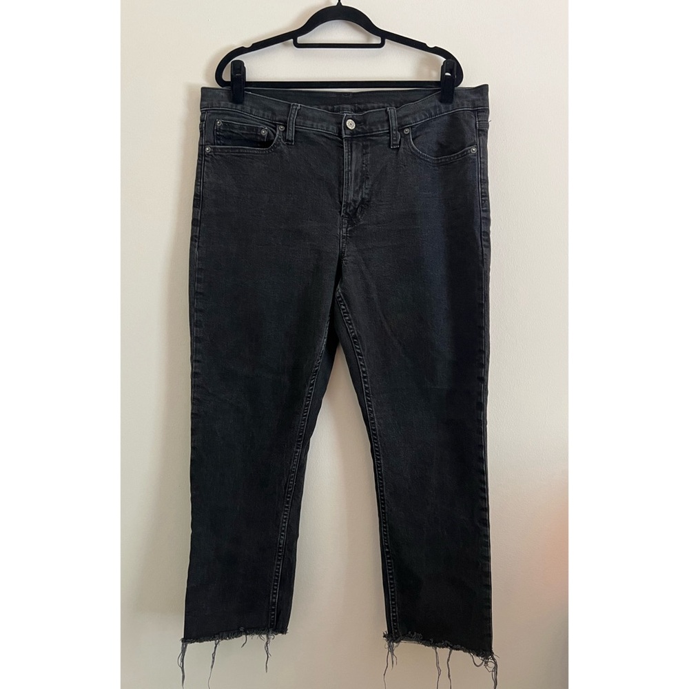 gap vintage slim mid rise frayed ankle jeans